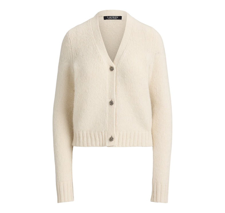 Polo Ralph Lauren Women's Wool-Blend Cropped V-Neck Cardigan Mascarpone Cream