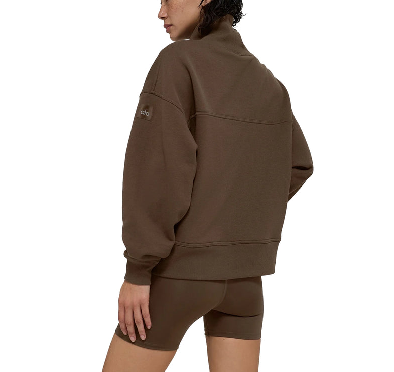 alo Women's Hazy Mock Neck Pullover Espresso