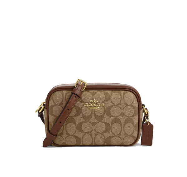 Coach Women's Mini Jamie Camera Bag In Signature Canvas Gold/Khaki Saddle 2