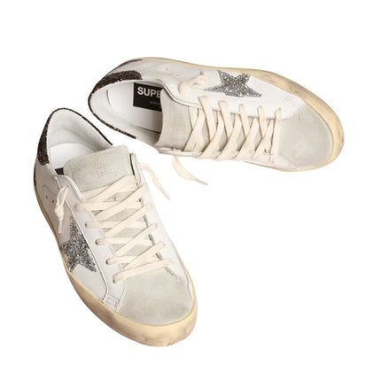Golden Goose Women's Super Star Sneakers with Silver Star and Brown Glitter - Hemen Kargoda