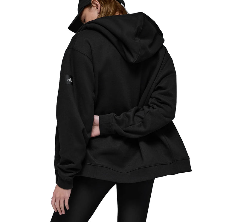 alo Women's Renown Heavy Weight Full Zip Hoodie Black
