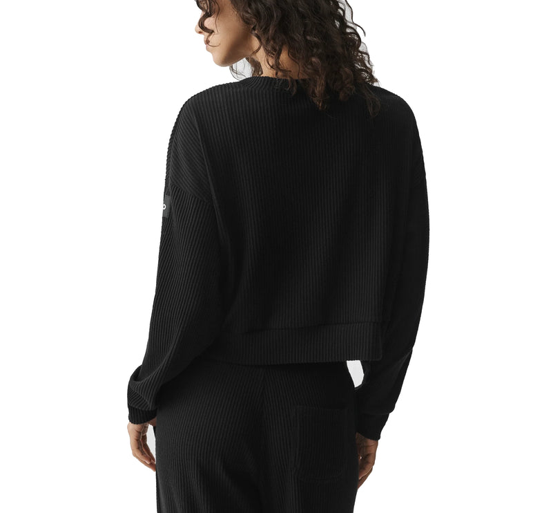 alo Women's Muse Crew Neck Pullover Black