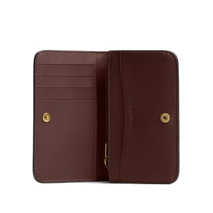 Coach Women's Essential Slim Card Case With Crystal Signature Brass/Dark Chocolate