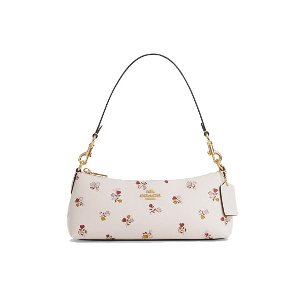 Coach Women's Charlotte Shoulder Bag With Heart Print Gold/Chalk Multi