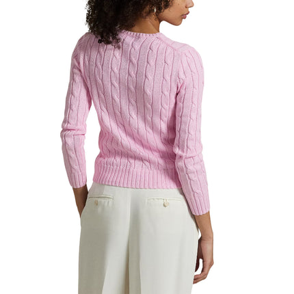 Polo Ralph Lauren Women's Cable-Knit Cotton Crewneck Sweater Carmel Pink