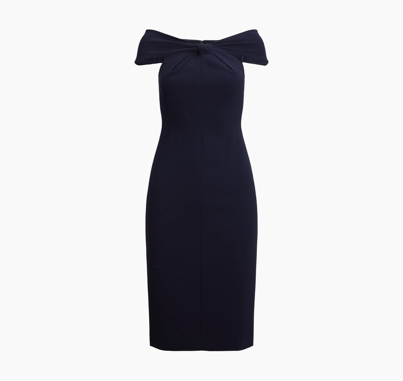 Polo Ralph Lauren Women's Twist-Front Crepe Cocktail Dress Lighthouse Navy