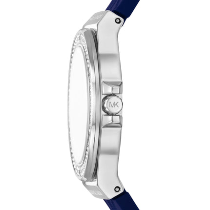 Michael Kors Women's Lennox Pavé Silver-Tone and Logo Silicone Strap Watch MKO1321