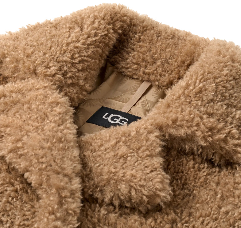 UGG Women's Gertrude Long Teddy Coat II Sand