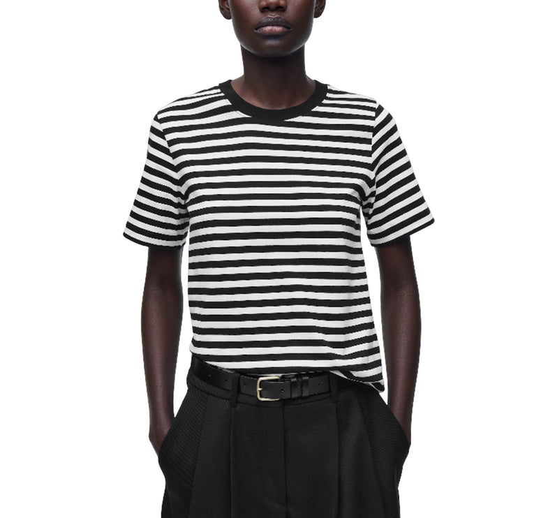 COS Women's 24/7 Regular T-Shirt Black/White/Striped