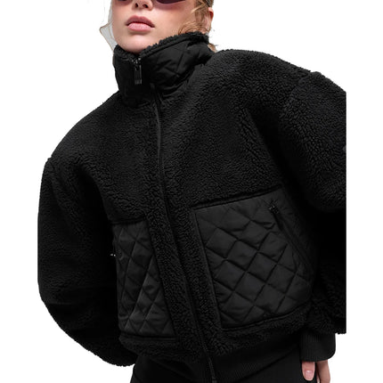alo Women's Sherpa Edge Bomber Black