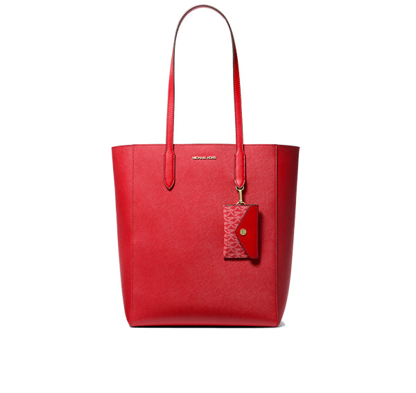 Michael Kors Women's Vincent Large Saffiano Leather Tote Bag With Card Case Bright Red