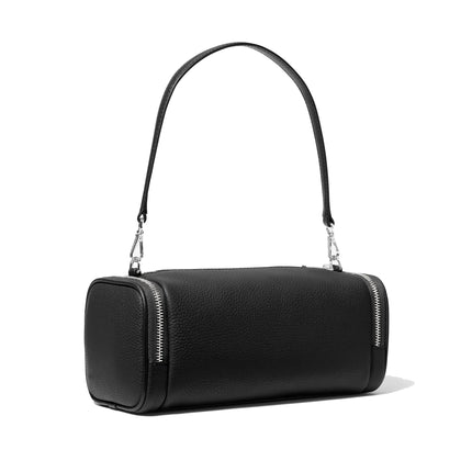 Michael Kors Women's Jet Set Travel Small Pebbled Leather Convertible Crossbody Bag Silver/Black