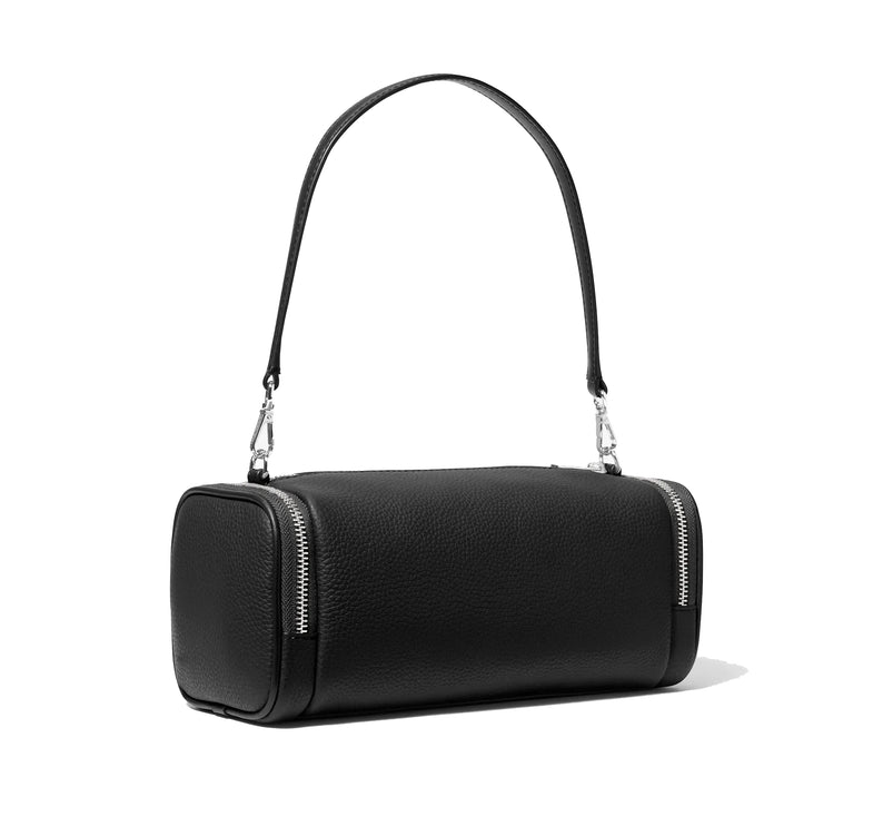 Michael Kors Women's Jet Set Travel Small Pebbled Leather Convertible Crossbody Bag Silver/Black