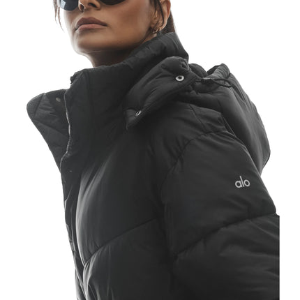 alo Women's Gold Rush Puffer Trench Black