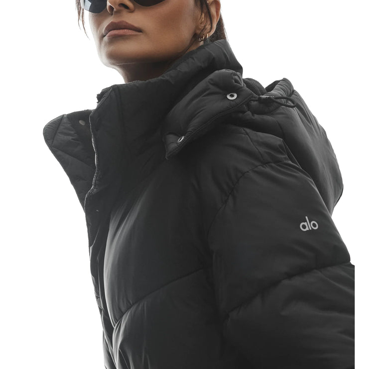 alo Women's Gold Rush Puffer Trench Black