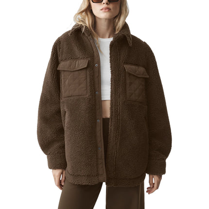 alo Women's Sherpa Edge Shacket Espresso