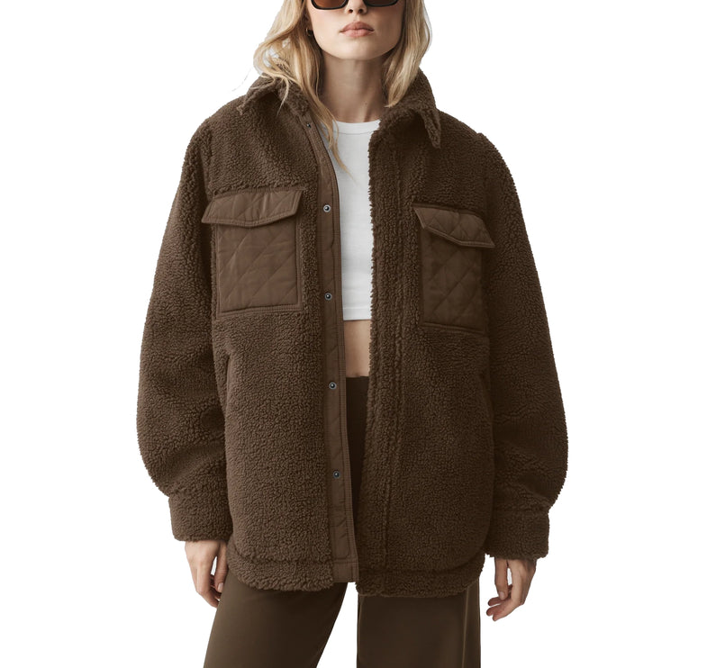 alo Women's Sherpa Edge Shacket Espresso