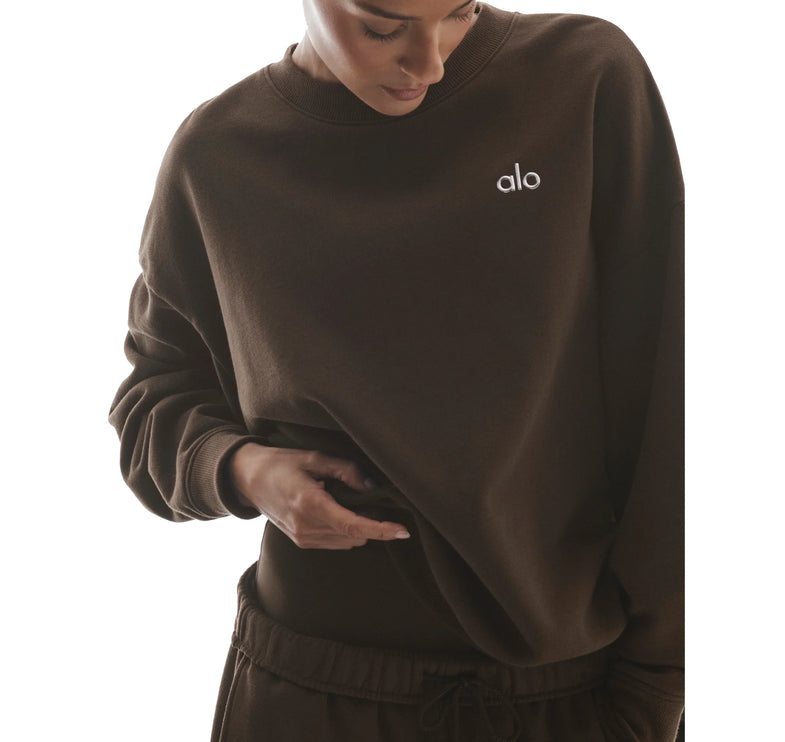 alo Women's Accolade Crew Neck Pullover Espresso