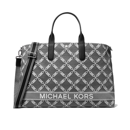 Michael Kors Hudson Oversized Empire Logo Jacquard Tote Bag Black