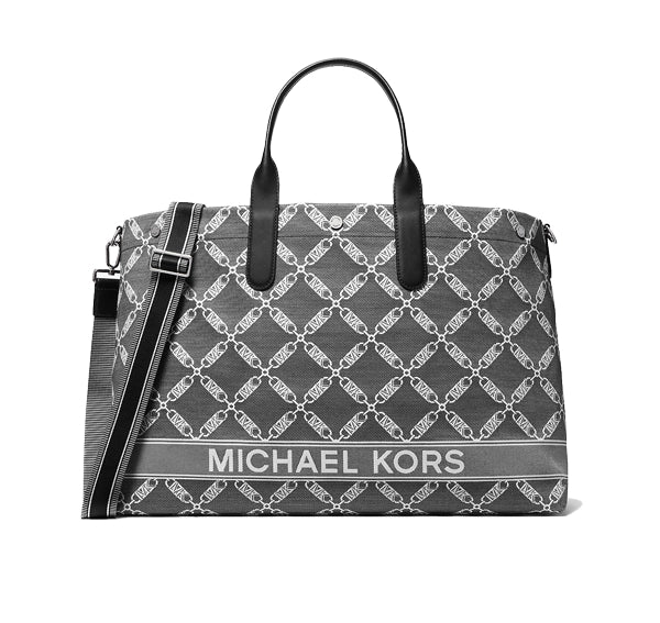 Michael Kors Hudson Oversized Empire Logo Jacquard Tote Bag Black