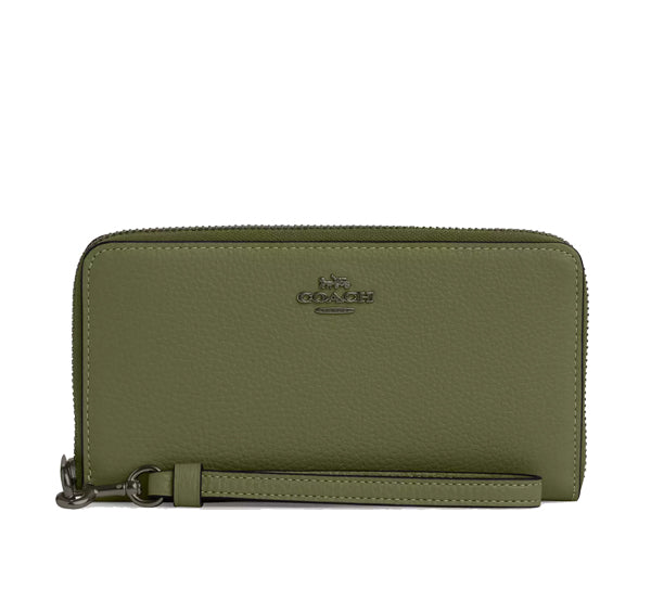 Coach Women's Long Zip Around Wallet Gunmetal/Military Green