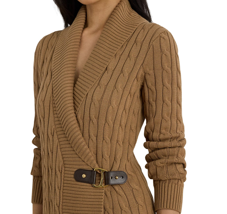 Polo Ralph Lauren Women's Buckled Cotton Sweater Classic Camel