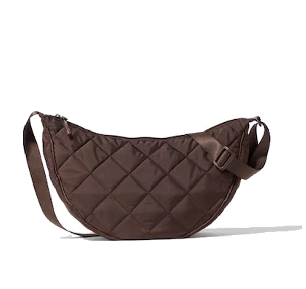 Uniqlo Unisex Round Shoulder Bag Quilted 38 Dark Brown