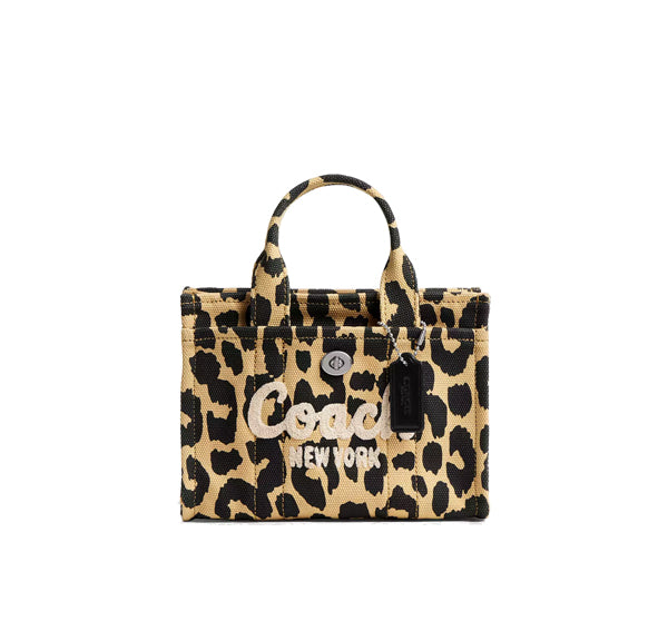 Coach Women's Cargo Tote Bag 20 With Leopard Print Silver/Black