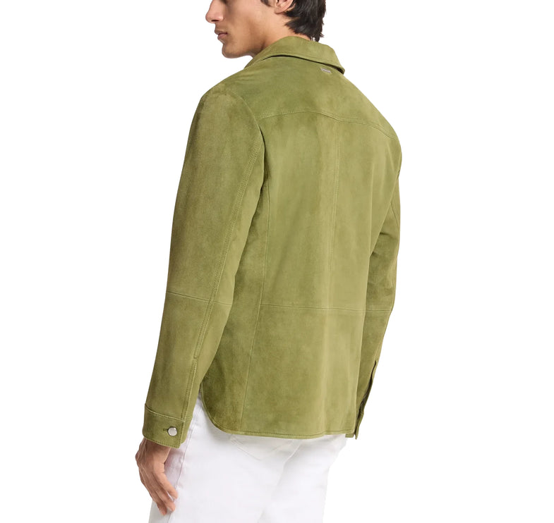 Michael Kors Men's Suede Shirt Jacket Evergreen