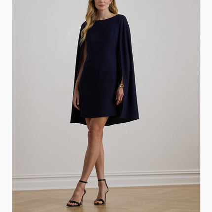 Polo Ralph Lauren Women's Cape Georgette Cocktail Dress Lighthouse Navy