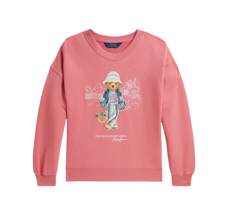 Polo Ralph Lauren Girl's Polo Bear Terry Sweatshirt Desert Rose
