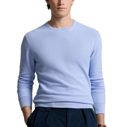 Polo Ralph Lauren Men's Textured Cotton Crewneck Sweater Blue Hyacinth