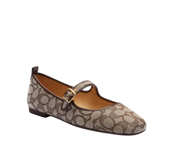 Coach Women's  C Rivet Mary Jane In Signature Jacquard Oak/Maple