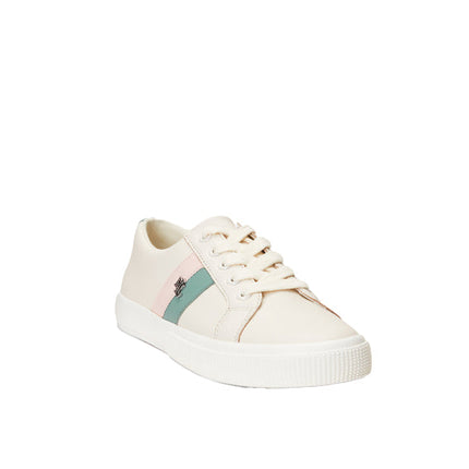 Polo Ralph Lauren Women's Janson II Leather Sneaker Soft White Pink Opal - Hemen Kargoda - Stok Bitirme İndirimi