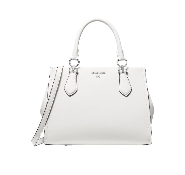 Michael Kors Women's Marilyn Medium Saffiano Leather Satchel Optic White