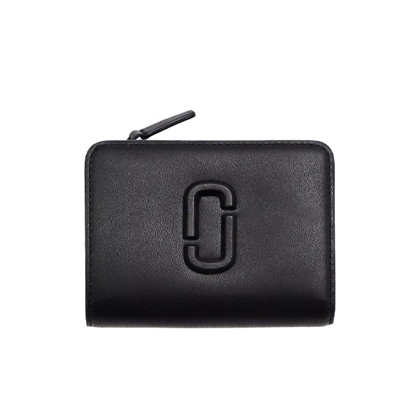 Marc Jacobs Women's The Leather J Marc Mini Compact Wallet Black