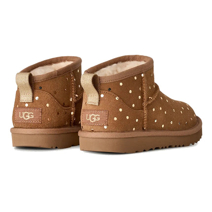 UGG Big Kids' Classic Ultra Mini Shiny Dots Chestnut