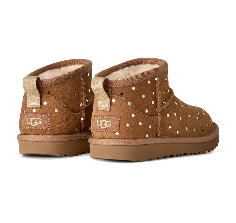 UGG Big Kids' Classic Ultra Mini Shiny Dots Chestnut