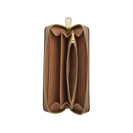Coach Women's Long Zip Around Wallet In Signature Canvas Gold/Tan/Brown