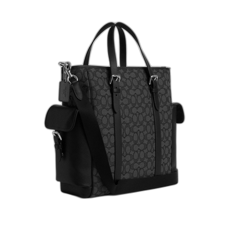 Coach Women's Sprint Tote In Signature Jacquard Silver/Charcoal/Black