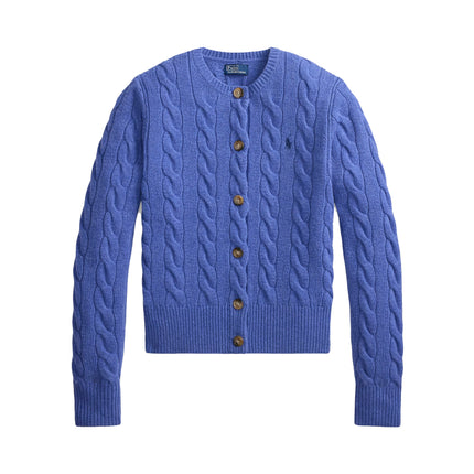 Polo Ralph Lauren Women's Cable-Knit Wool-Cashmere Cardigan Dockside Blue Heather