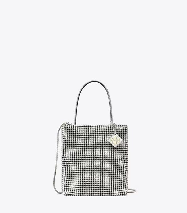 Tory Burch Women's Night Owl Crystal-Embellished Mini Tote Silver