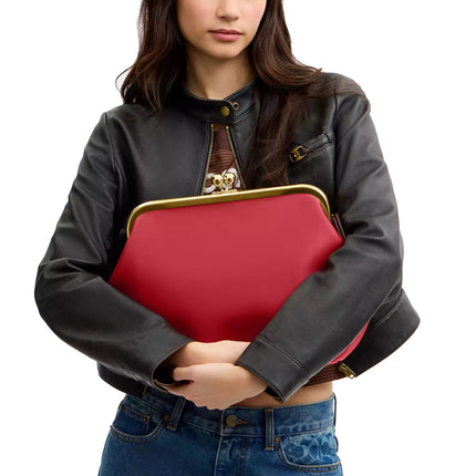 Coach Women's Kisslock Frame Bag 27 Brass/Poppy