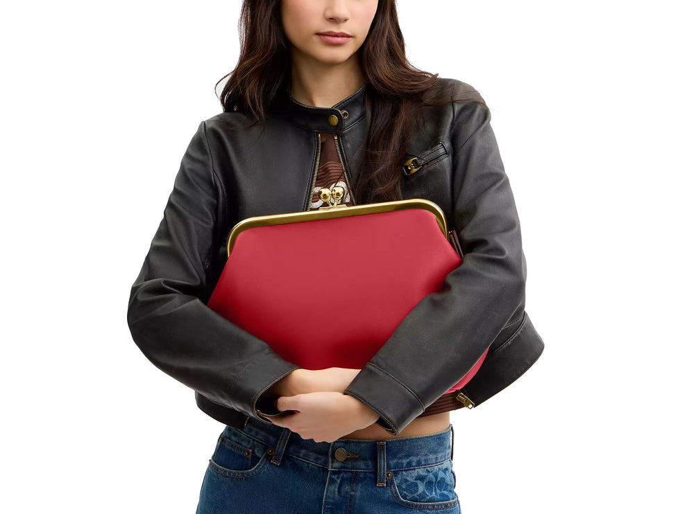 Coach Women's Kisslock Frame Bag 27 Brass/Poppy