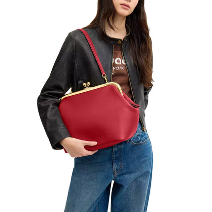 Coach Women's Kisslock Frame Bag 27 Brass/Poppy
