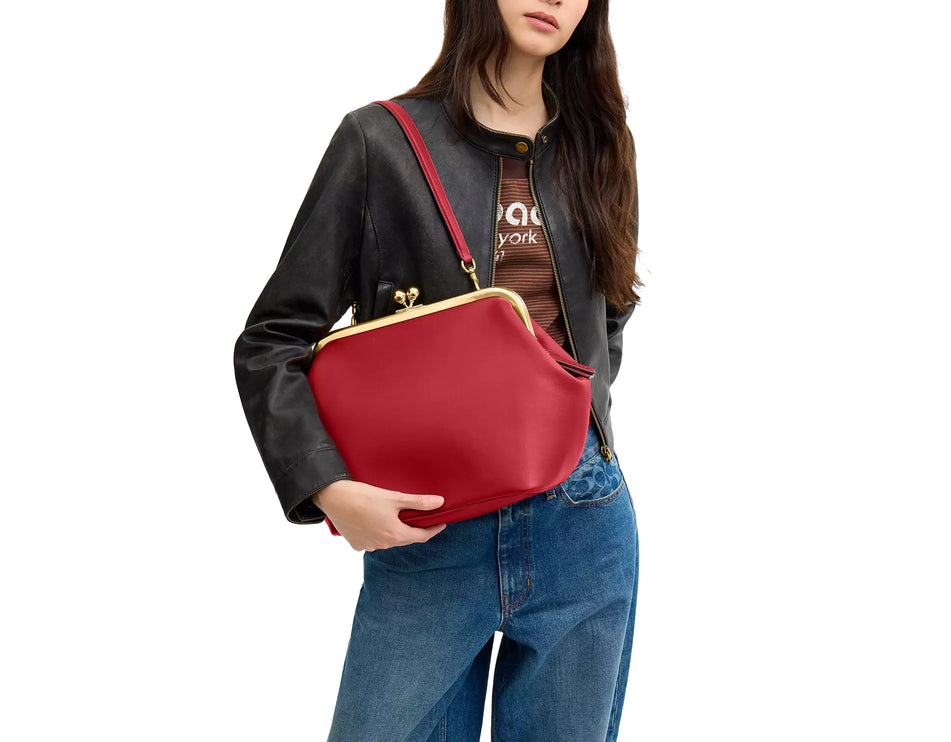 Coach Women's Kisslock Frame Bag 27 Brass/Poppy