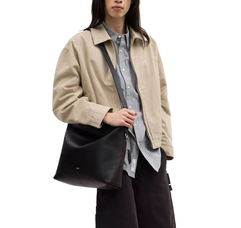 Coach Unisex Mott Messenger Bag 38 In Loved Leather Black/Light Tan
