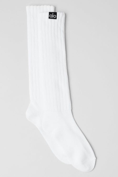 alo Women's Unisex Scrunch Sock - White