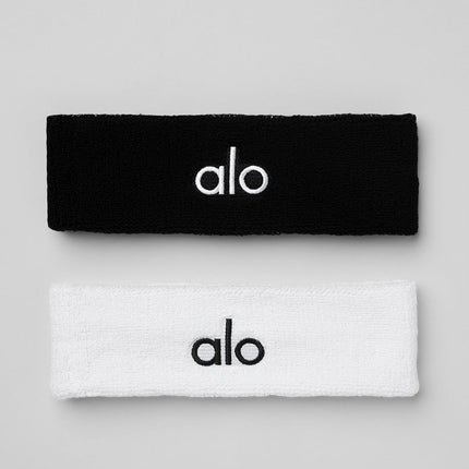 alo Women's Glow Sweatband (2-Pack) - Black/White