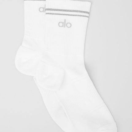 alo Women's Unisex Half-Crew Performance Sock - White